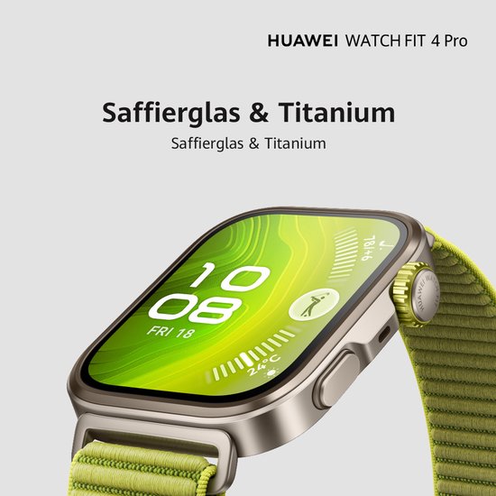 HUAWEI WATCH FIT 4 Pro - Groen geweven horlogeband | Ultra slank design | ECG Functie | Geavanceerde sportmodi | Tot 10 dagen batterijduur | Compatible met iOS & Android
