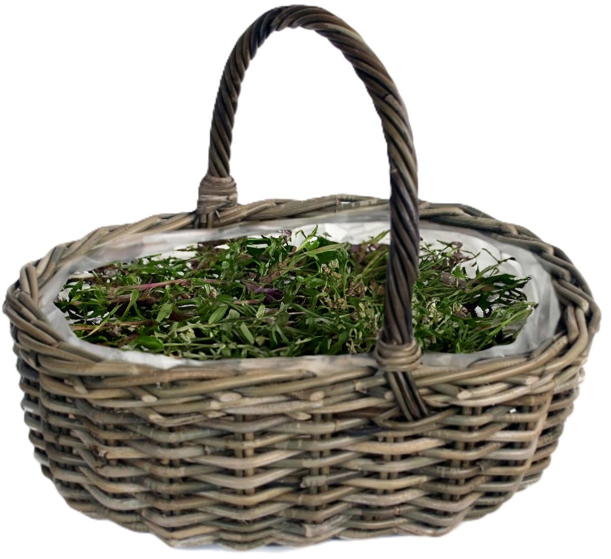Van der Leeden Mand met hengsel - bruin - 46 x 39 x 18 cm - rotan - gevlochten riet - opbergmand - bloempot/plantenpot