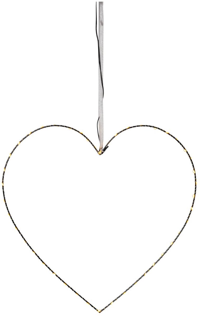 Star Trading hanglamp hart 'Mira', 45 LED's, netvoeding, zwart, warm wit, H 45 cm