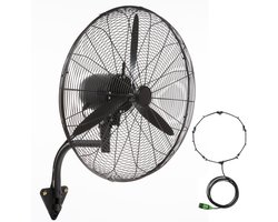 Wandnevelventilator, 61.6 cm, 115 W Kopermotor, 3 Snelheden, IP44-waterbestendig, Met Nevelfunctie en Oscillatie, Voor Het Koelen Van Magazijnen, Kassen, Werkplaatsen En Meer