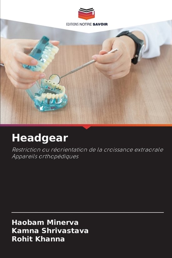 Boekomslag over orthodontische beugels met een tandarts die een gebitsmodel en spiegel vasthoudt.