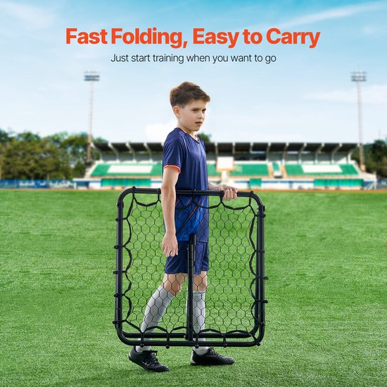 Football Entrainement Filet De Rebond De Football 372,5x182,5cm Equipement De Football Filet Toutes Saisons Sac De Transport 6 Piquets De Sol Noir Blanc Rebondisseur De Ballon Football