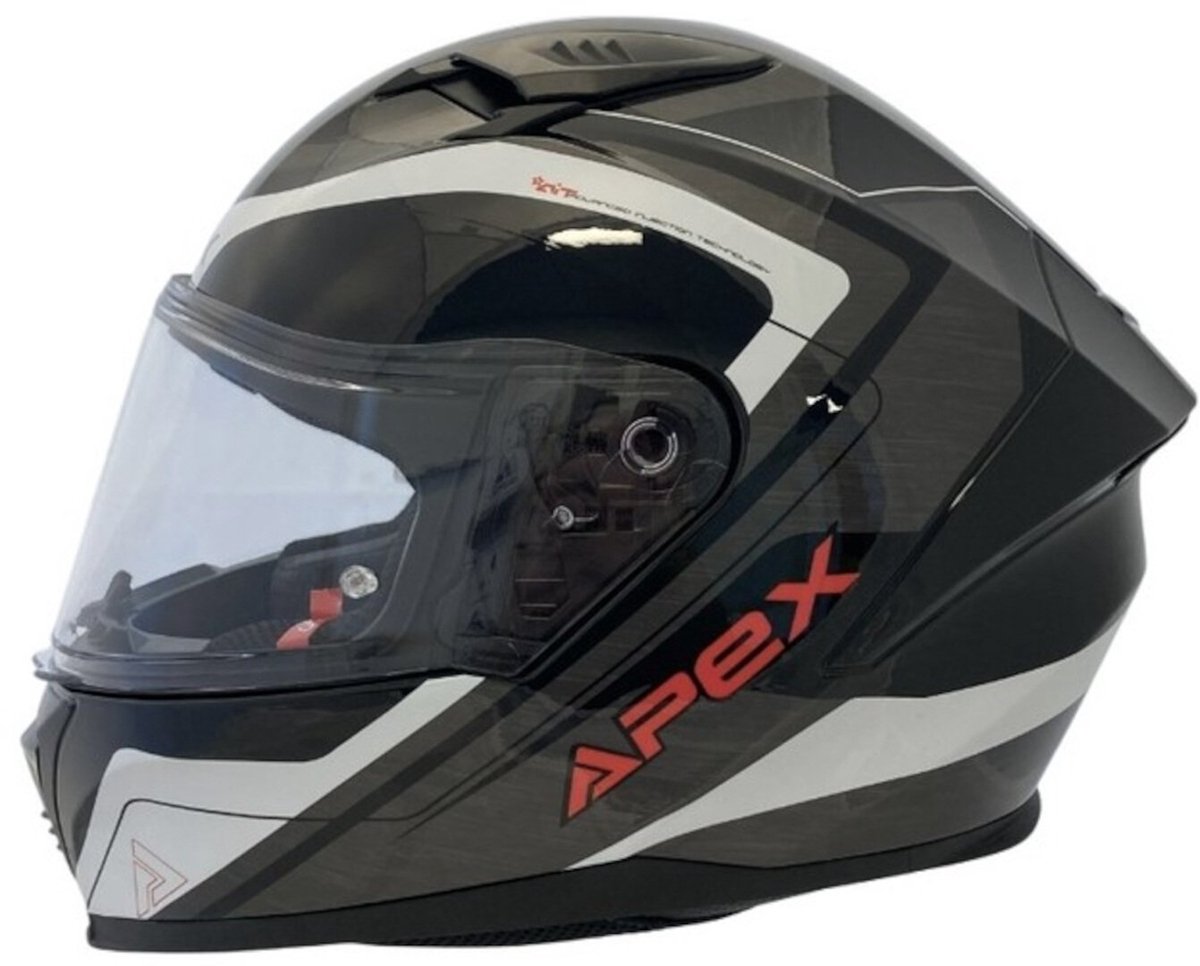 APEX FI100 Valencia Zwart Grijs Rood Integraalhelm - Helm