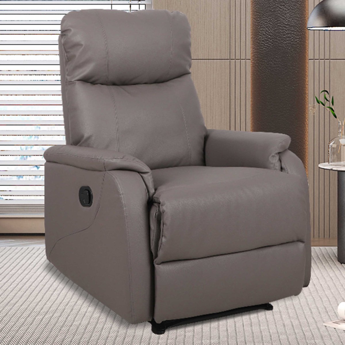 Relaxfauteuil Tokio | Manueel Verstelbaar | Lederlook Taupe - H 106cm x B 76 x D 90 cm - zetel