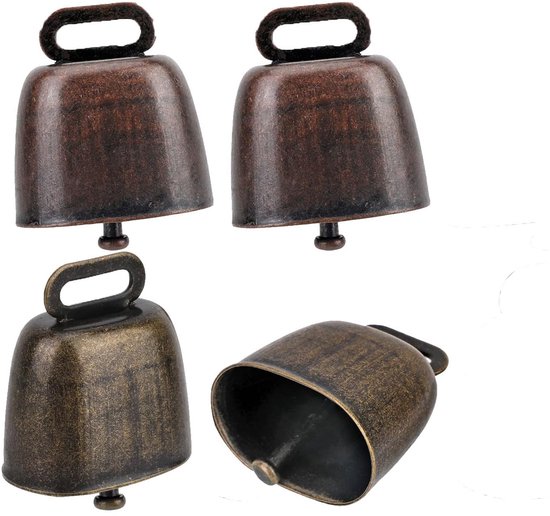 Cloche de vache - 4 pièces - Cloche - Cloche de pâturage - Cloche de vache en métal - Cloche de chèvre - Cheval - Cloche de vache Vintage - Cloche de chien - Cloches d'animaux - Cloches de Décoration - Convient aux vaches, chevaux, moutons