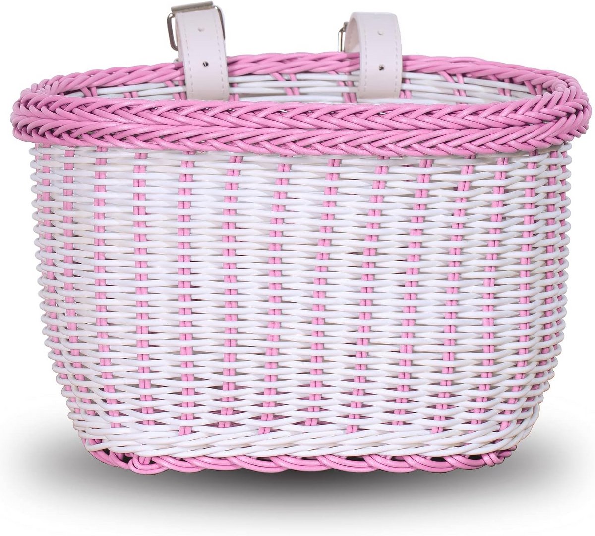 Fietsmand 12-18 inch meisjesfiets - Voorstuur opbergmand waterafstotend - Roze en wit - Fietsaccessoires