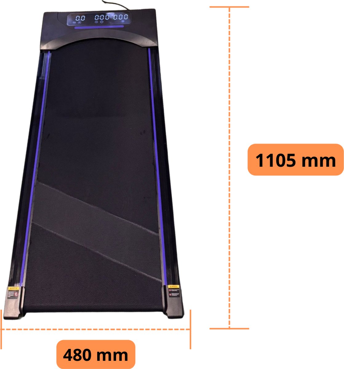Afbeelding 2 van TD Compacte Loopband - Wandelband - 1-6 km/u - Afstandsbediening - Bluetooth - App - Walking Pad - Zwart/paars