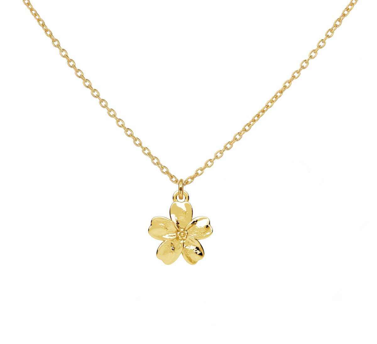 ARLIZI 2373 Ketting vergeet me niet bloem hanger - verguld - 44 cm