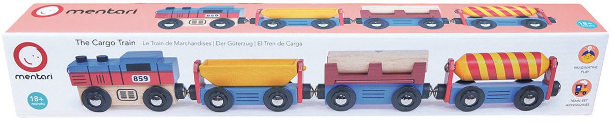 MENTARI Treinset - Goederentrein - 36X3,5X5,5Cm - Met Afneembare Stukken - 18 Maanden