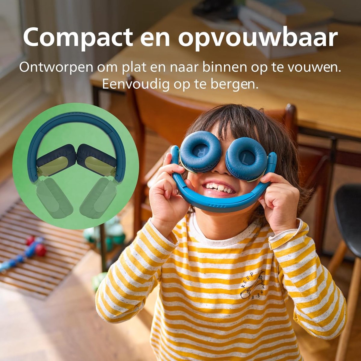 PHILIPS TAK4200CT 4200-serie On Ear draadloze opvouwbare hoofdtelefoon voor kinderen - 45 uur afspeeltijd, beperkt volume, Audio delen, laadkabel meegeleverd - Ambiant verlichting - Kristalgroen — afbeelding 7