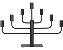 Star Trading Zwarte metalen kandelaar 'Pix', 7-armig, E14, netstroom, matte afwerking, H 40 cm, B 57 cm