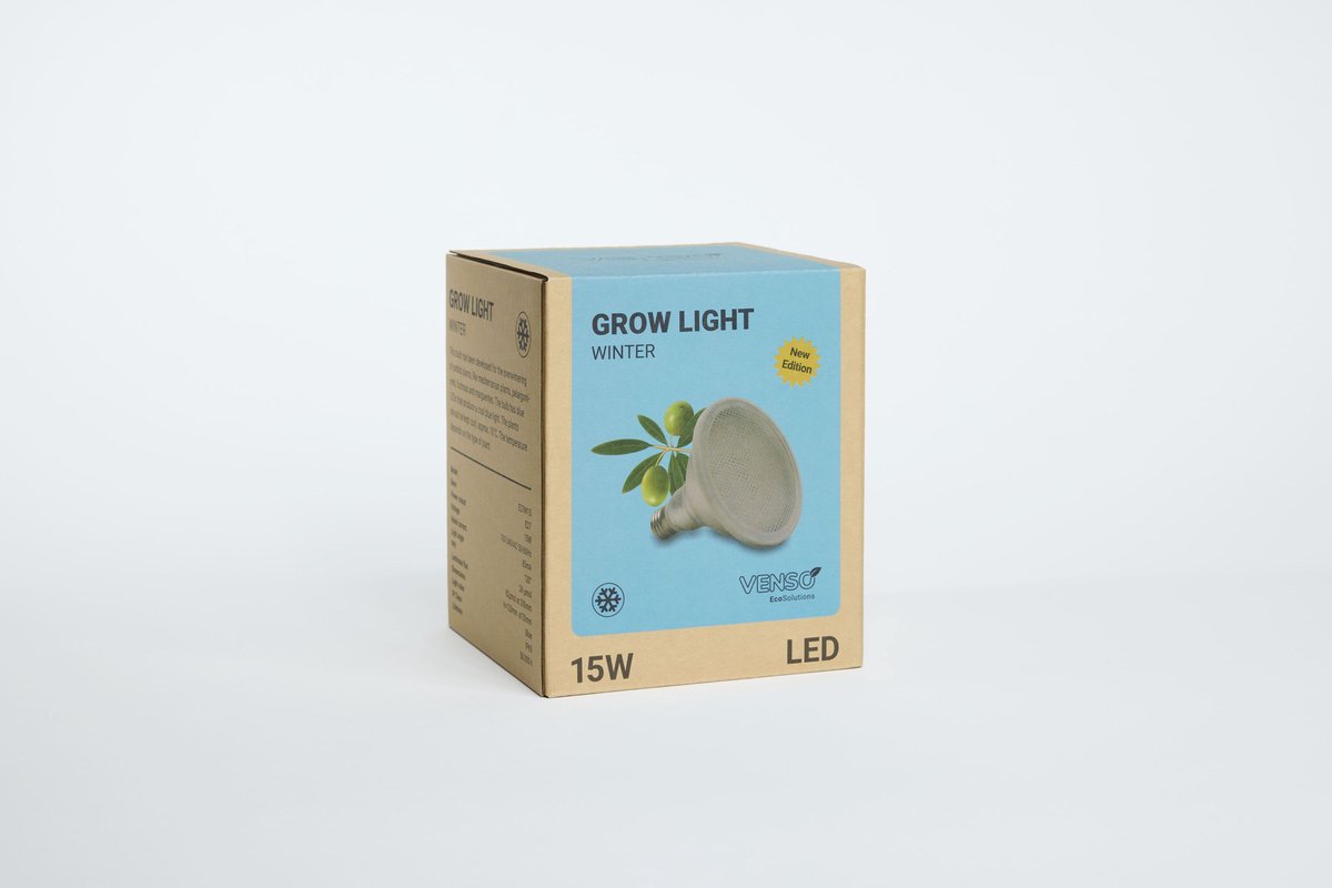 Venso EcoSolutions E27 Kweeklamp "Winter" 15W 140°, verbeterde fotosynthese en hogere chlorofylvorming, LED groeilamp, groeilicht voor kamerplanten, groenten, bloemen