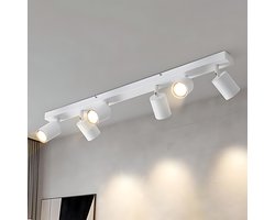 NETTLIFE Opbouwspot - plafondspot met 6 lichtpunten - spots - WIt Plafondlamp - L 76.5 cm - draaibar - kantelbaar - GU10 fitting - plafoniere - excl. GU10