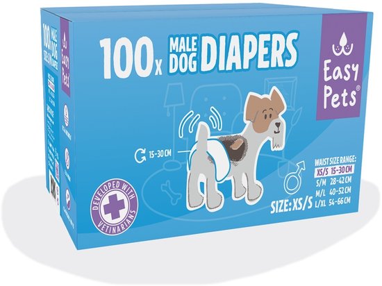 Easypets Dog Diapers Male - Hondenluiers Reu - XS/S - 100 stuks - Voordeelverpakking