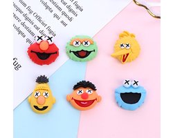 TLVX 6 stuks 3D Sesamstraat Figuren Magneten / Leuke Koelkastmagneten / Foto Magneet / Vrolijke Speel- en Leer Magneten / Bert en Ernie / Koekiemonster / Elmo Muppet / Gele Pino / Oscar / Whiteboard / Memo / Schoolbord / Magnetisch / Kleur Magneetjes