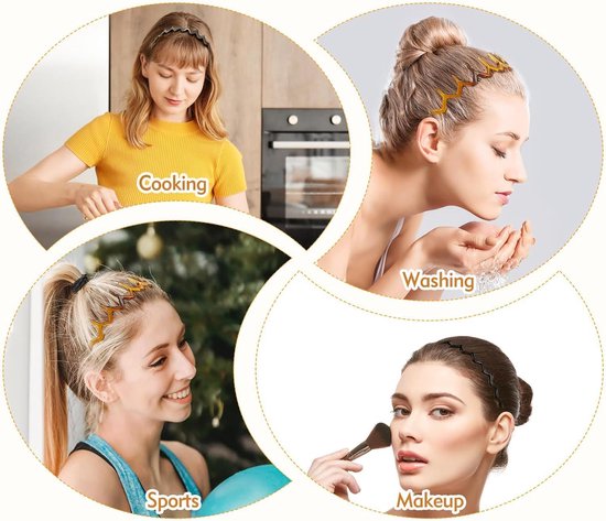 XNJIHWA 12 stuks metalen haarbanden, haarbanden voor mannen en dames, golven, zigzag, haarband voor outdoor, sport, fitness, dagelijkse make-up, yoga, zwart