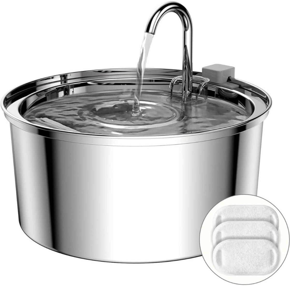Drinkfontein Kat - Kattenfontein - Drinkbak Hond - Waterdispenser - Zilver