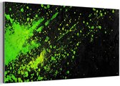 Aluminium schilderij 120x60 cm - Wanddecoratie metaal - Spetters - Groen - Chaotisch - Groen - Metalen muurdecoratie woonkamer - Decoratie industrieel - Foto op dibond - Industriële accessoires slaapkamer