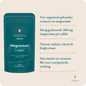 Verpakking van "Flinndal Ultiem Magnesium Complex" met pil en tekst over ingrediënten.