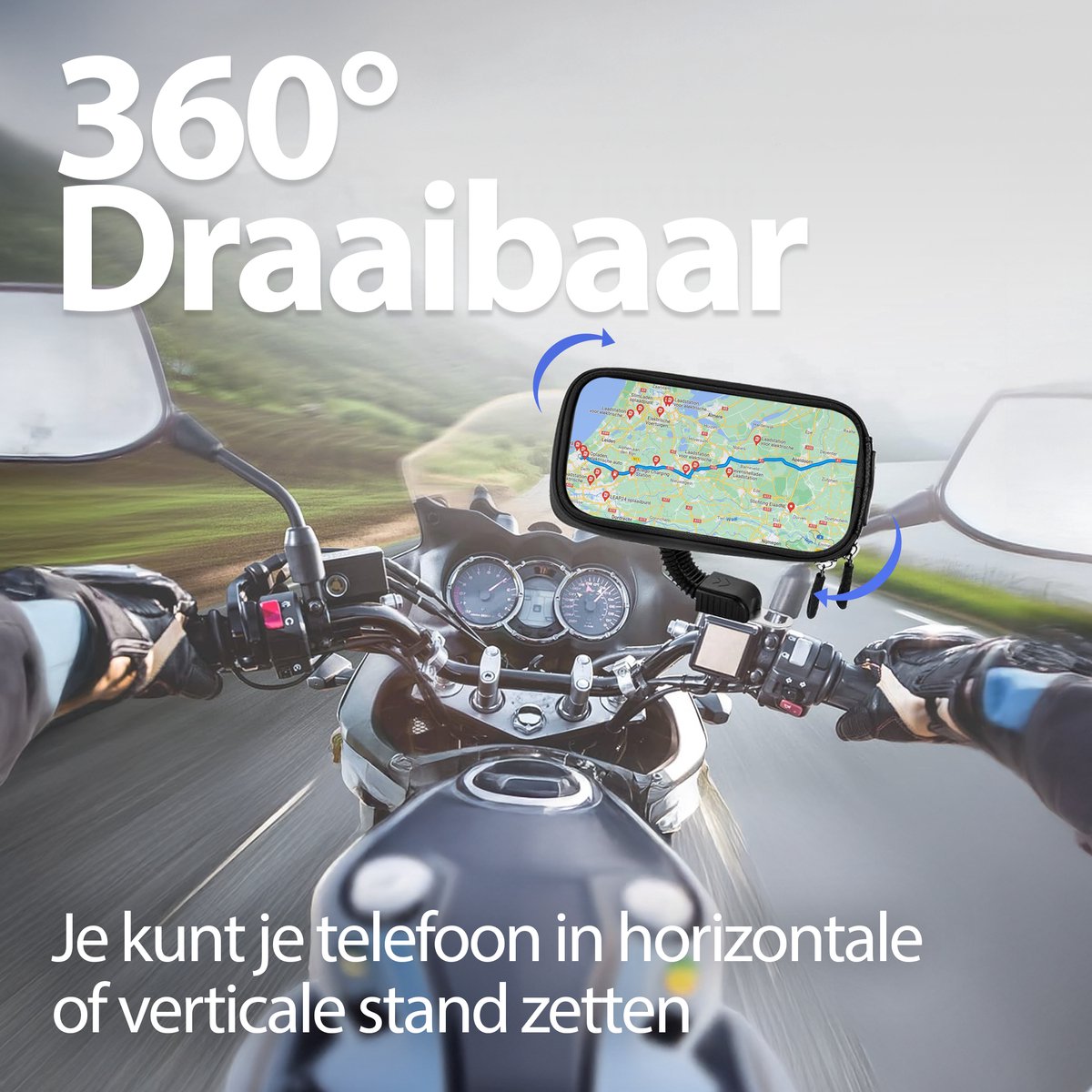 Xssive M1 Telefoonhouder Motor en Scooter - Spiegelbevestiging - Flexibele Stang - Waterdicht - Geschikt voor o.a Vespa, Kawasaki, Ducatti, Sym, Piaggio, Kymco - GSM Houder – foto 2