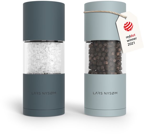 LARS NYSØM 'Sjæl' Moulin à Sel et à Poivre Set de 2 Manuel Blue Stone/Baby Blue