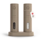 LARS NYSØM Elektrische Zout- en Pepermolen Set Spænding - 2-delige Set met verstelbaar keramisch maalwerk van grof tot fijn - Automatisch kruidenmolense (Taupe Brown)