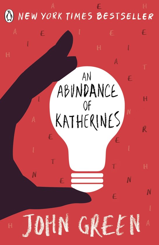 Boekomslag van 'An Abundance of Katherines' van John Green met een gloeilamp.