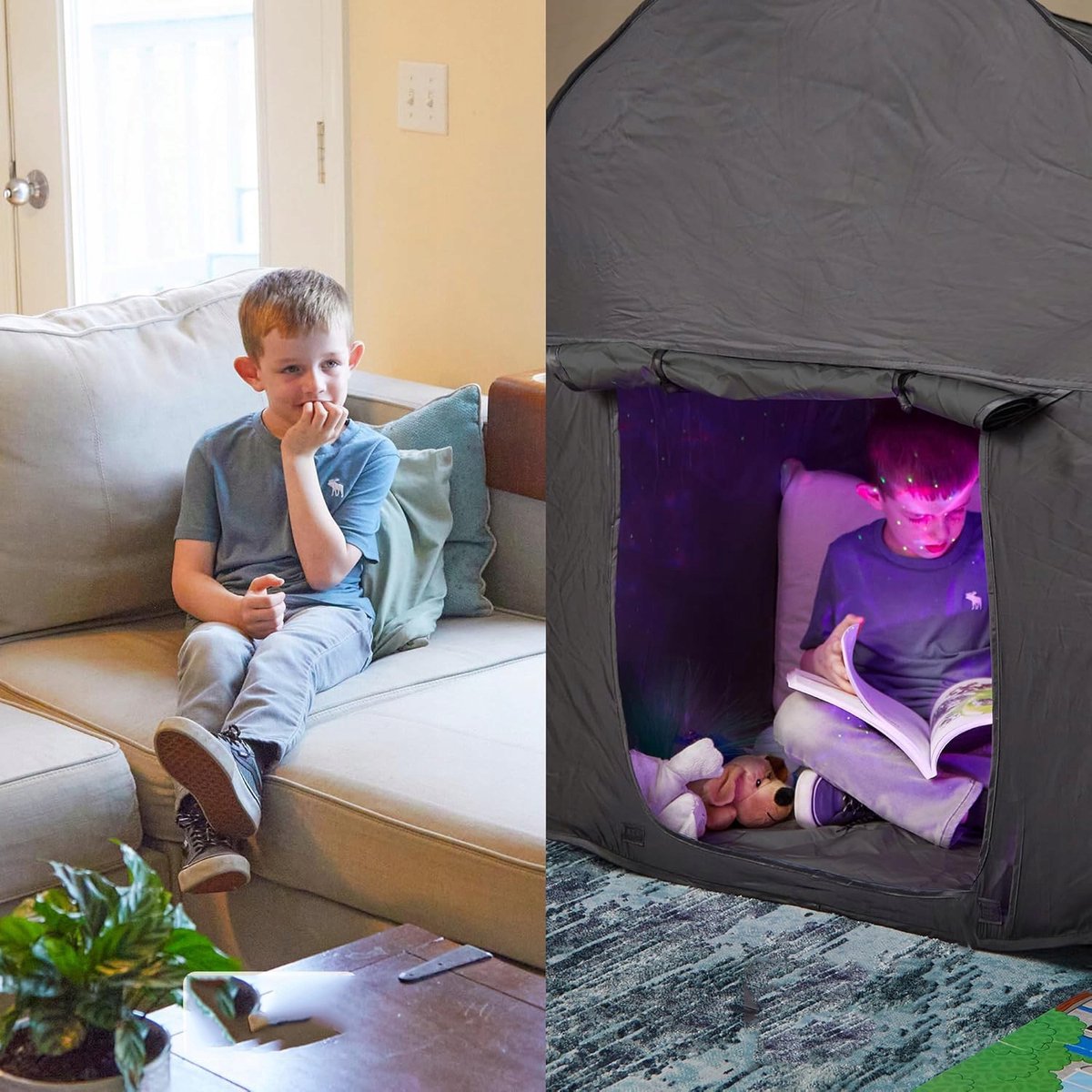 Sensorische Tent - Pop-up Verduisterende Tent - 120x120x120cm Kubus - 20 Seconde Snel Opzetten - Volledig Afsluitbaar Rustgevend - Draagbaar & Compact 1.65kg - Voor Kinderen & Volwassenen Thuis, Camping & Reizen – foto 6