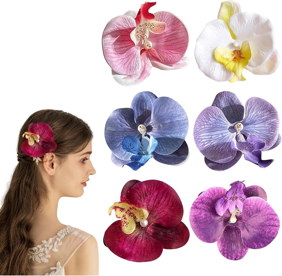 Van Boheemse bloemenhaarclips met vlinder orchideeën tot strandfeest baretten: 6 stuks lentefotoprop haaraccessoires voor vrouwen en meisjes