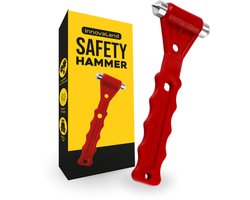 Innovaland - Veiligheidshamer Auto - Rood - 1 Stuk - Met Houder - Noodhamer Auto - Autoruit Breker - Hamer - Auto - Veiligheidshamers