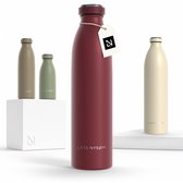 LARS NYSØM Ren Roestvrijstalen drinkfles 750ml - BPA-vrije geïsoleerde waterfles 0,75 Liter (Berry Red)