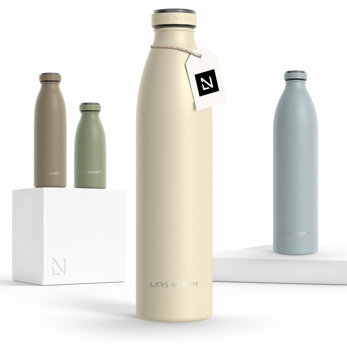 LARS NYSØM Roestvrijstalen drinkfles 'Ren' 1000ml Buttercream
