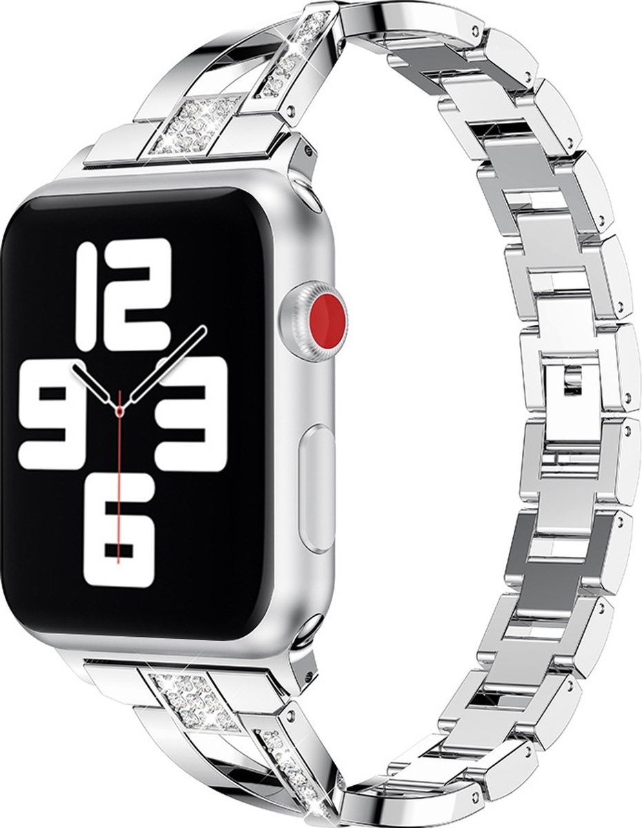 Mobigear Stalen Watch bandje geschikt voor Apple Watch Bandje Vouwsluiting | Mobigear Prague - 42/41/40/38 mm - Zilver