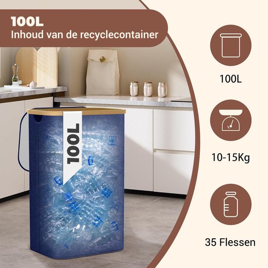 COTTARA® Verzamelbak met deksel, incl. draagtas, statiegeldhouder met inworp, ideaal als statiegeldflessen, flessenverzamelaar, lege goederen, voor keuken, 80 liter, zwart COTTARA® Verzamelbak met deksel, incl. draagtas, statiegeldhouder met inworp, ideaal als statiegeldflessen, flessenverzamelaar, lege goederen, voor keuken, 80 liter, zwart