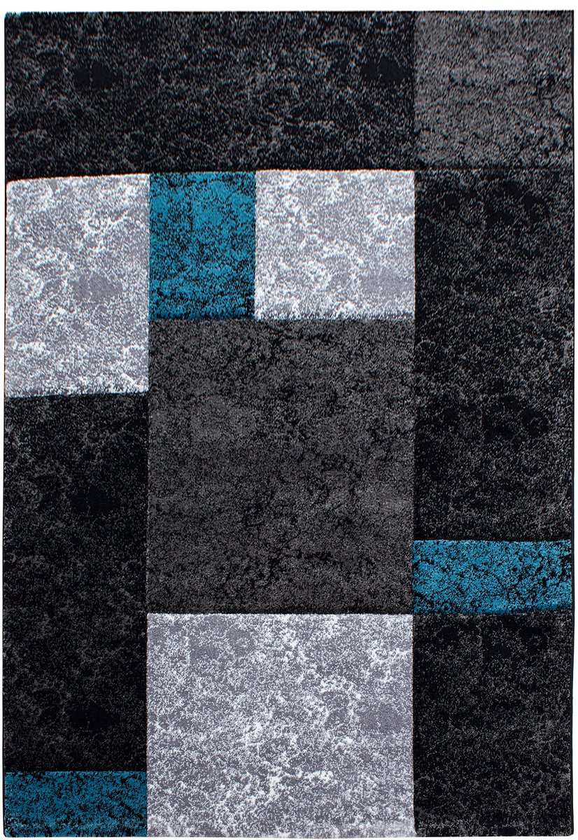 Ayyildiz Hawaii Vloerkleed – Grijs/Zwart/Blauw – Laagpolig – Modern 3D-Design – 280x370 cm