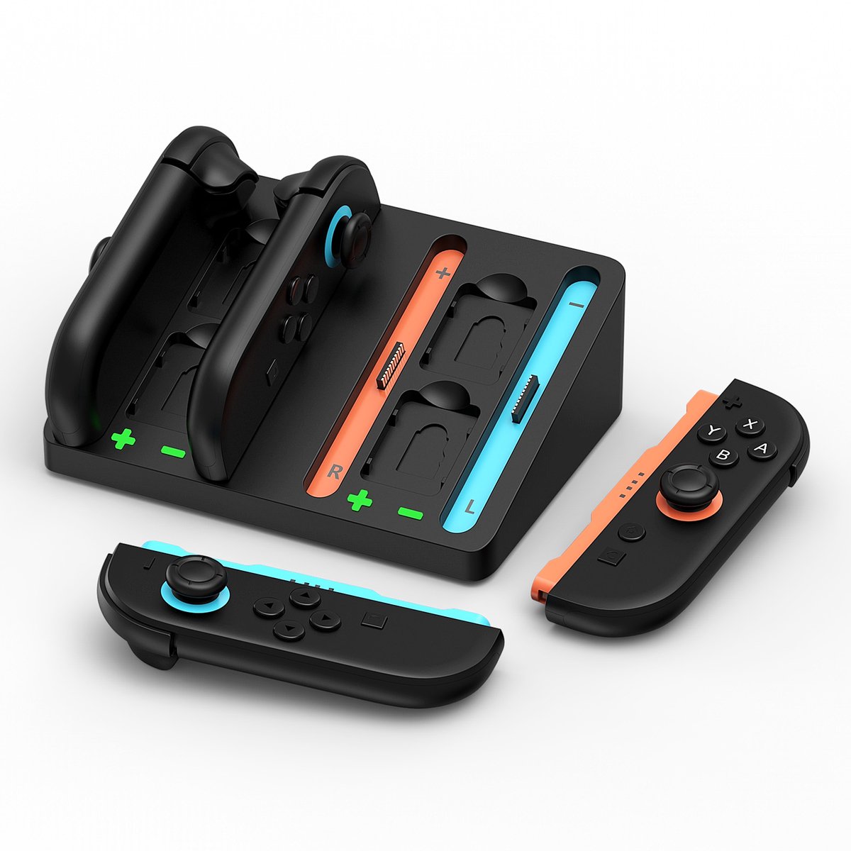 Oplaadstation voor Nintendo Switch 2 van MMOBIEL – Compacte Laadbasis voor 4 Joy-Con Controllers (2 Sets) met LED Laadstatus – Opslag voor 4 Spelkaarten – Accessoires Opbergmogelijkheid voor NS2