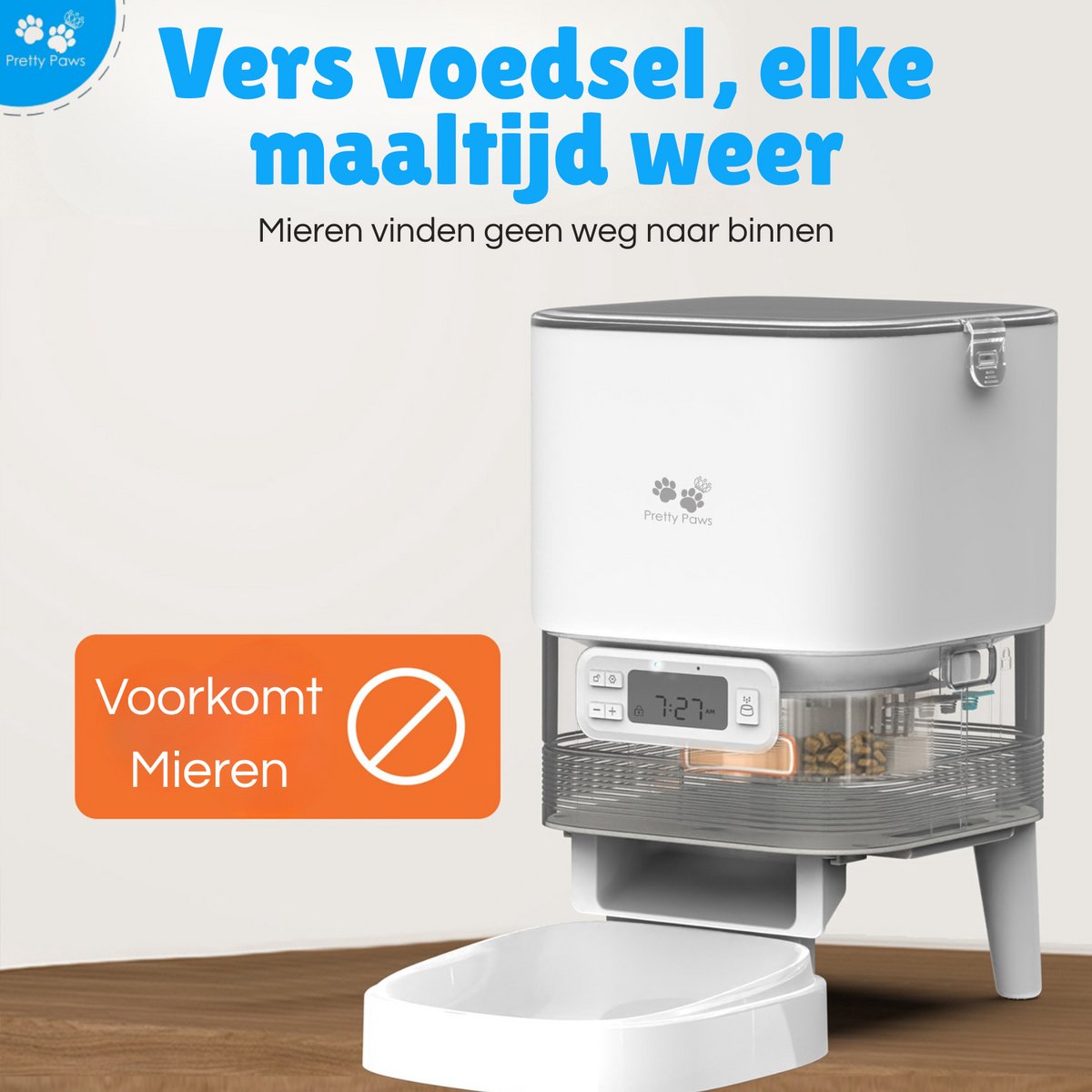 Afbeelding 3 van Pretty Paws PF11 Professionele Automatische Voerbak - Wit - Instelbaar voedingsschema - Voerautomaat - Voerbak Kat Automatisch - Voerbak Hond - Katten Voerbak - Automatische Voerbak
