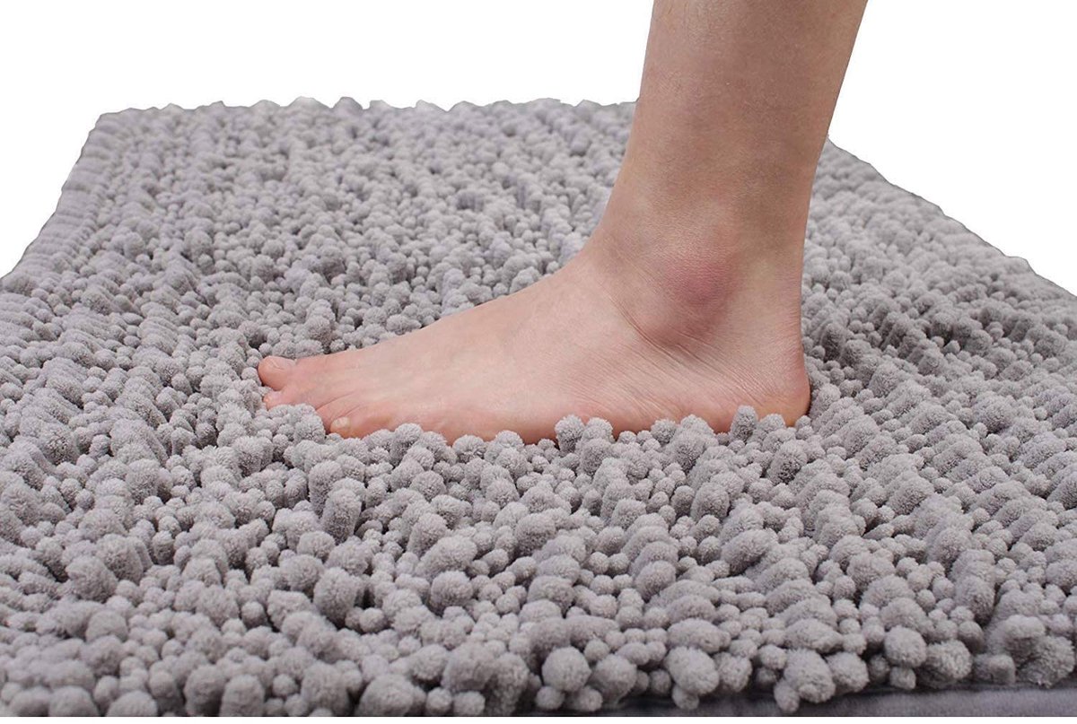 Ibenzoa® Premium Microvezel Badmat met Antislip Achterzijde - Grijs - 43 x 61 cm