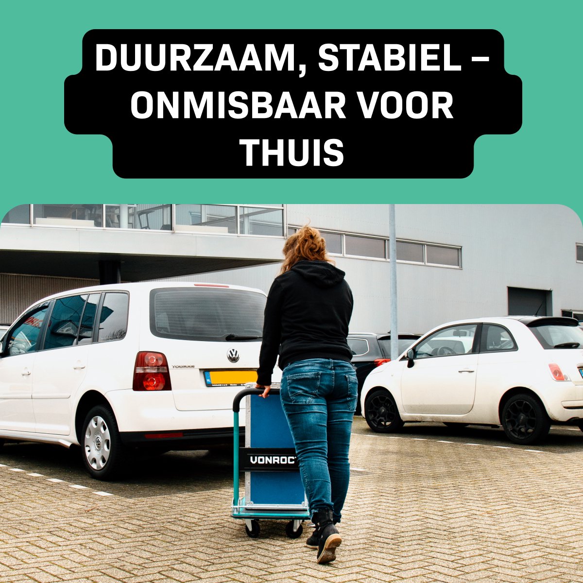VONROC Plateauwagen/transportwagen – Opvouwbaar – Draagvermogen max. 150kg – foto 7