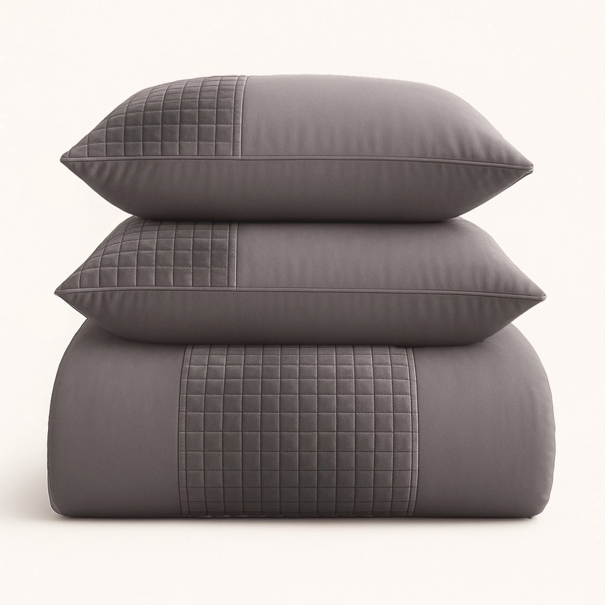 Velvet Dekbedovertrek 200x200/220 – Border Design – Zacht & Luxe – 2 Kussenslopen 60x70 – Taupe – Y-NOT