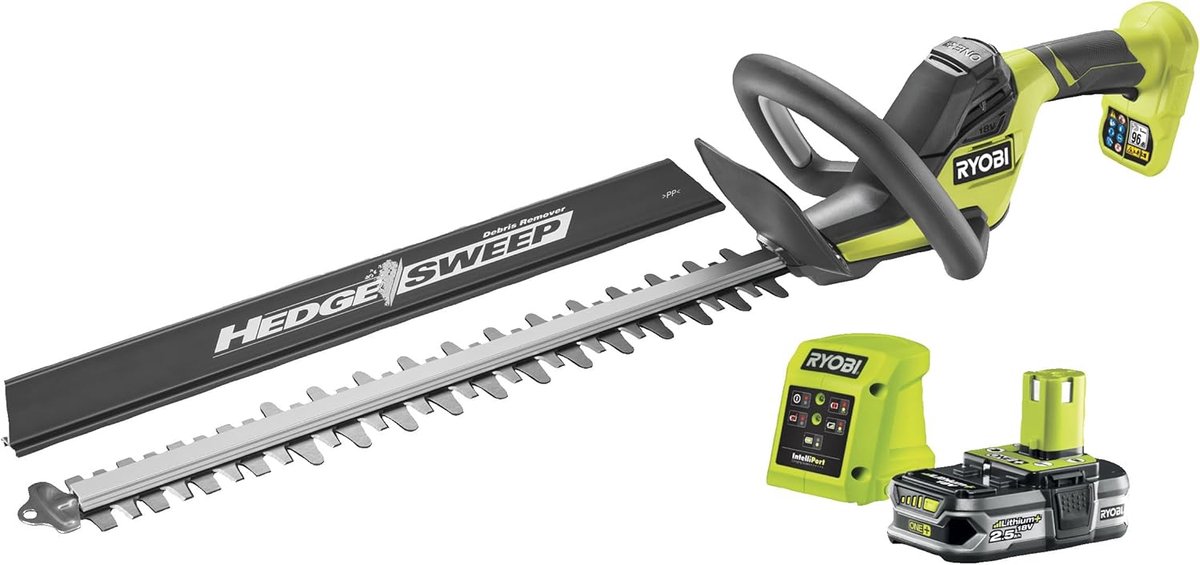 Ryobi ONE+ 18 V accu-heggenschaar, 50 cm meslengte, met 2,5 Ah accu en lader, model RY18HT50A-125