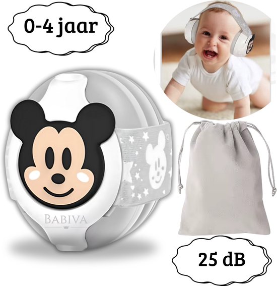 BABIVA® 2025 Premium Gehoorbeschermer Baby, Peuter & Kind – Gehoorbescherming Kinderen - Fontanelvriendelijk - Anti slip zachte band - Extra Katoen - Oorbeschermer baby - 25dB – Koptelefoon Baby – Verstelbaar - Oorbeschermers Kinderen 0-48 Maanden