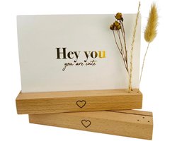 DwieDeko® Kaarthouder Grote Houten Set van 2 Zwart Hart - Gedroogde Bloemendecoratie - Fotocadeaus Beste Vriend - Cadeaus voor Vrouwen - Plaatskaarthouder Bevestigingskaarten - Bedankt Verjaardag Volwassenen