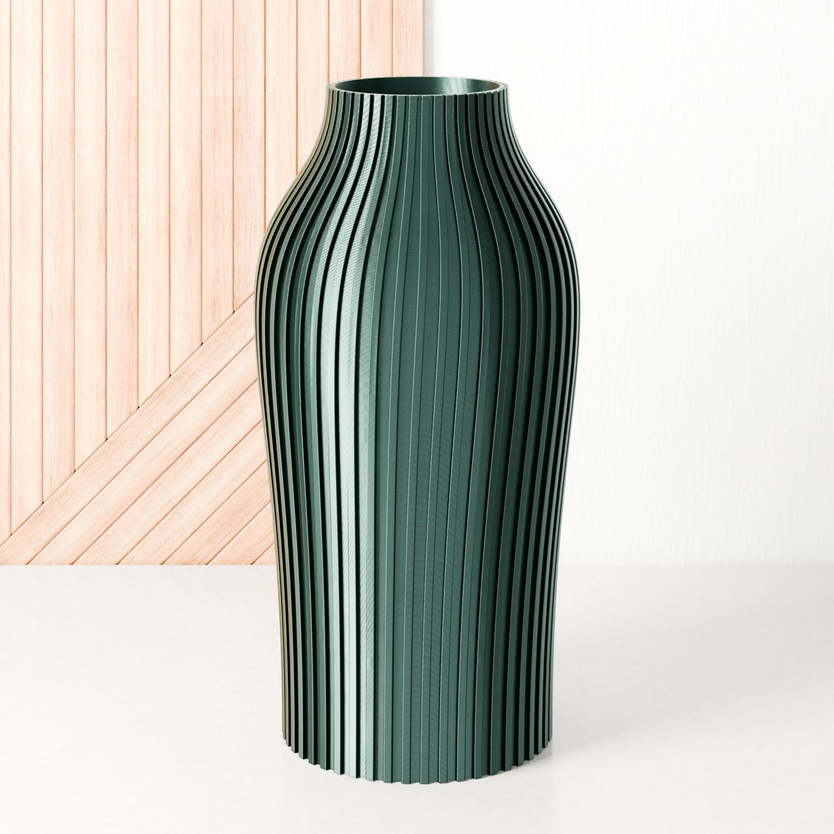 Fleuriek - Vaas Glanzend Groen - H30 cm - Vaas voor zijdenboeket of droogbloemen - Cadeau voor haar - Duurzame tafeldecoratie van gerecycled plastic - Strakke moderne vaas