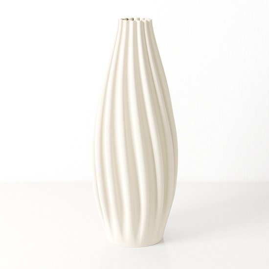 Fleuriek - Grote Vaas Beige - H50 cm - Luxe vaas voor zijden bloemen - Woonaccessoire van gerecycled plastic - Elegante kleurrijke vaas