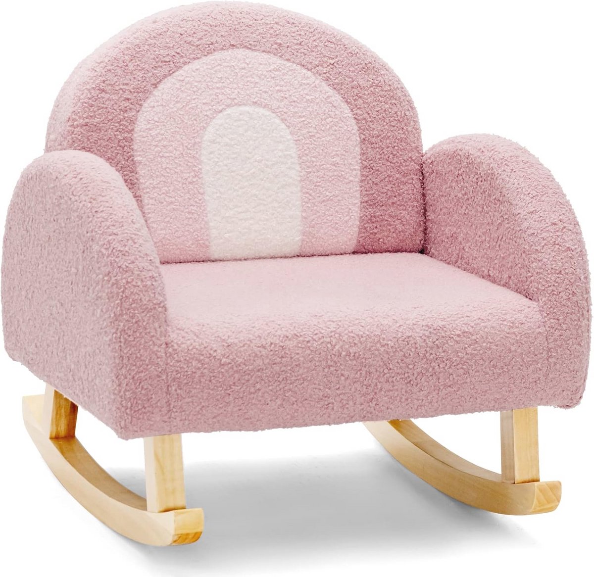 Zachte Schommelstoel voor Peuters - Gevoerde Kinderbank met Houten Poten - Ergonomisch en Comfortabel - Perfect voor Kindkamer en Speelkamer