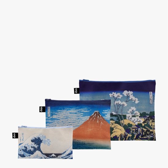 Pochettes Zip LOQI - Fuji de Gotenyama, Fuji rouge et Wave recyclés