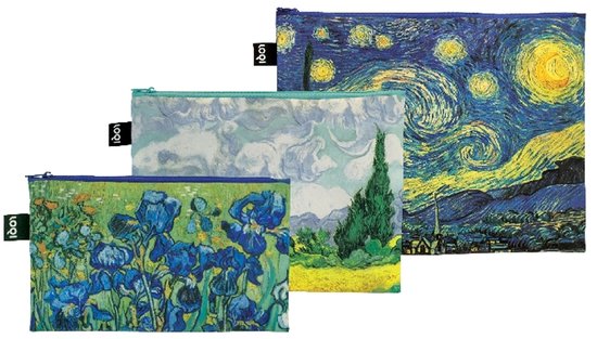 Pochettes Zip LOQI - Iris, Champ de blé avec cyprès, La nuit Starry recyclée