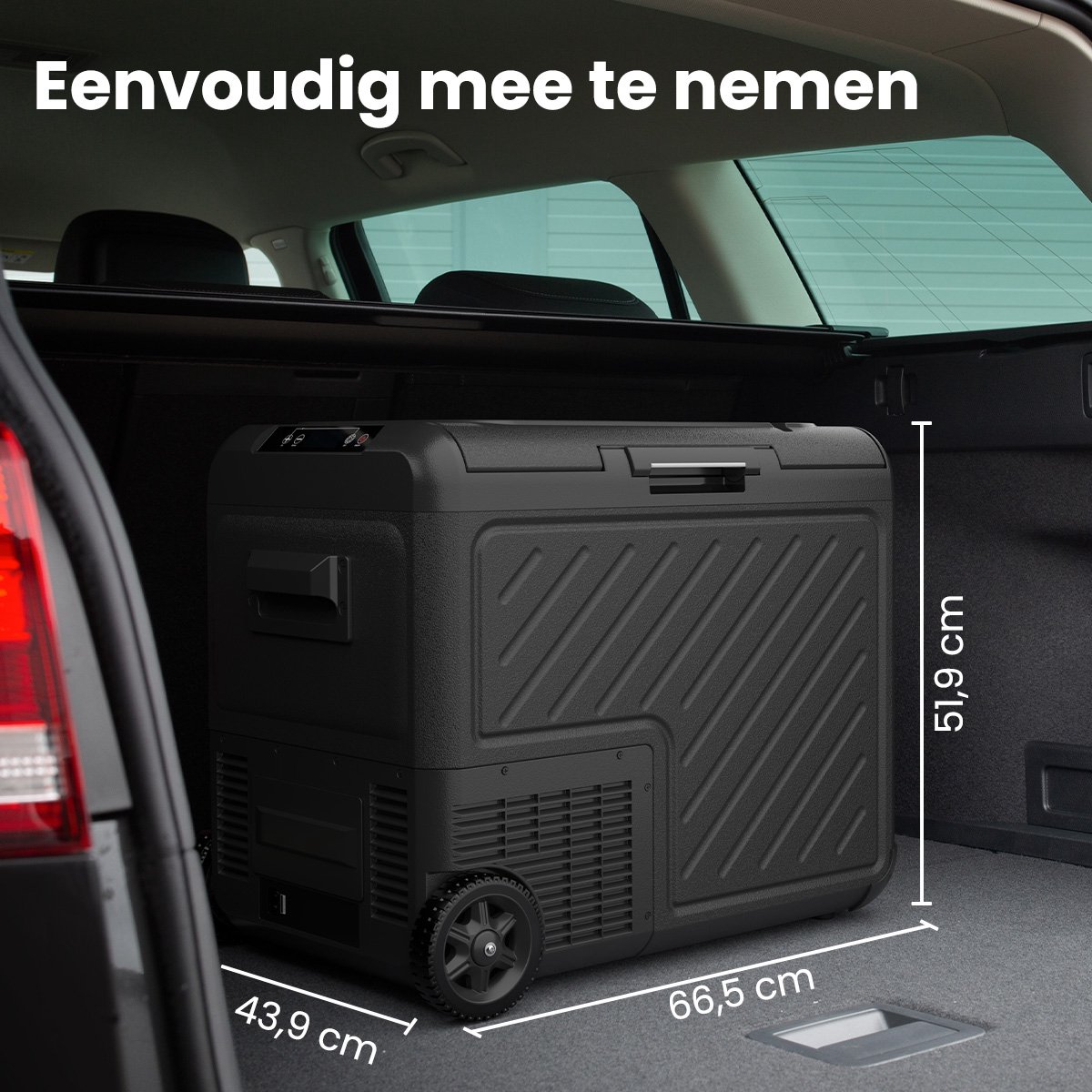 Auronic Elektrische Koelbox - Compressor - Met Wielen - 12V 230 Volt - Camping Koelkast - Auto - 50L - Frigobox - Zwart/Grijs – foto 4