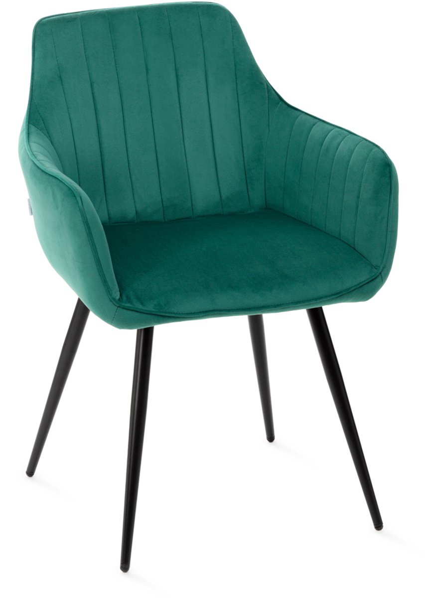 Stoel | ANDRE | fluweelgroen | Afmetingen: 56x61x86cm | 847306